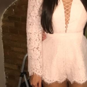 Long-sleeved Lace Romper